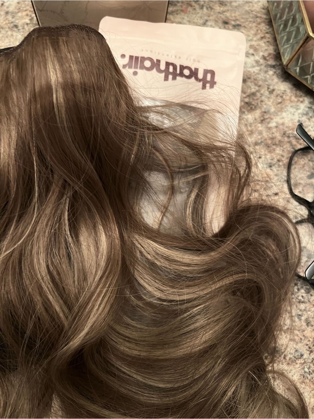 NEW 2 Piece THATHAIR Hair Extensions Light Brown W/Blonde Highlight 16 #AM02.